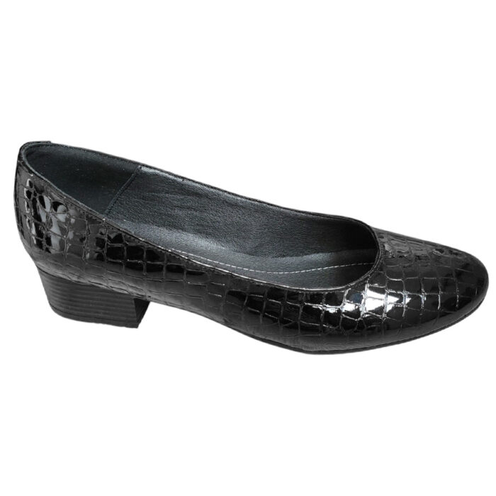Pantofi dama negri cu toc mic din piele naturala croco intre 34 si 41 - imagine 2