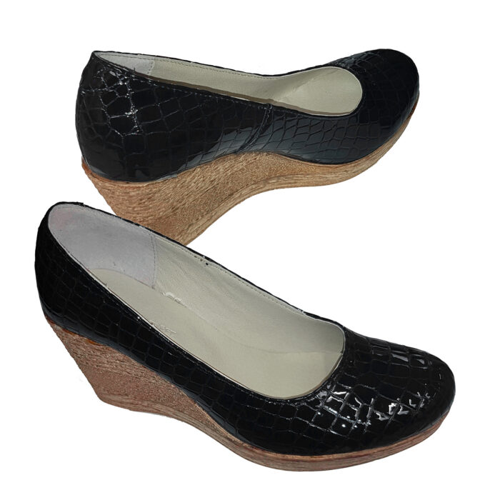 Pantofi dama negri cu platforma din piele naturala croco intre 34 si 41 - imagine 4