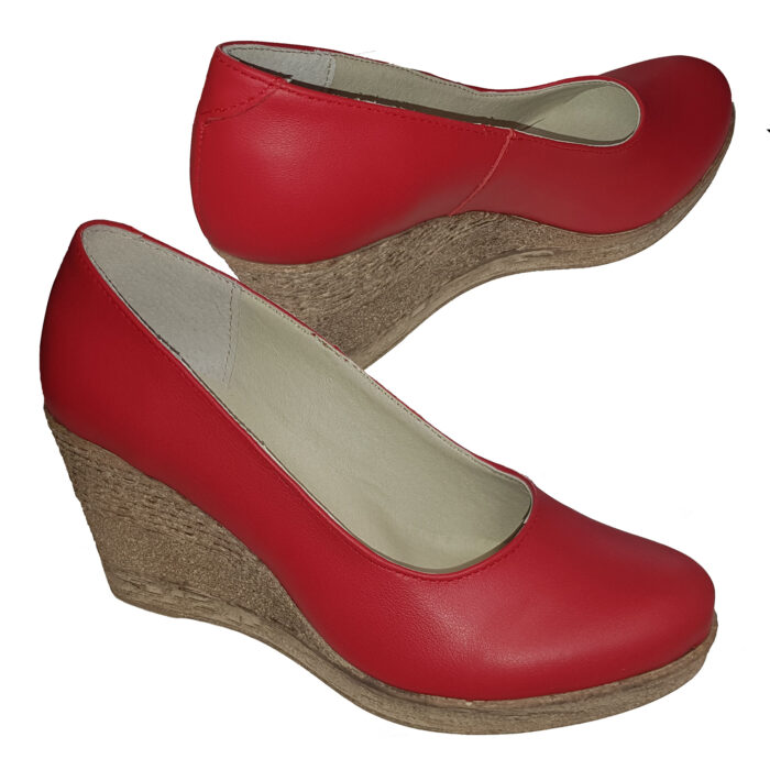 Pantofi dama rosii cu platforma din piele naturala marimi intre 34 si 42 - imagine 5
