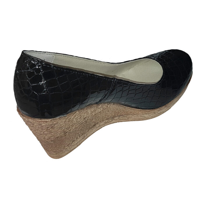 Pantofi dama negri cu platforma din piele naturala croco intre 34 si 41 - imagine 2
