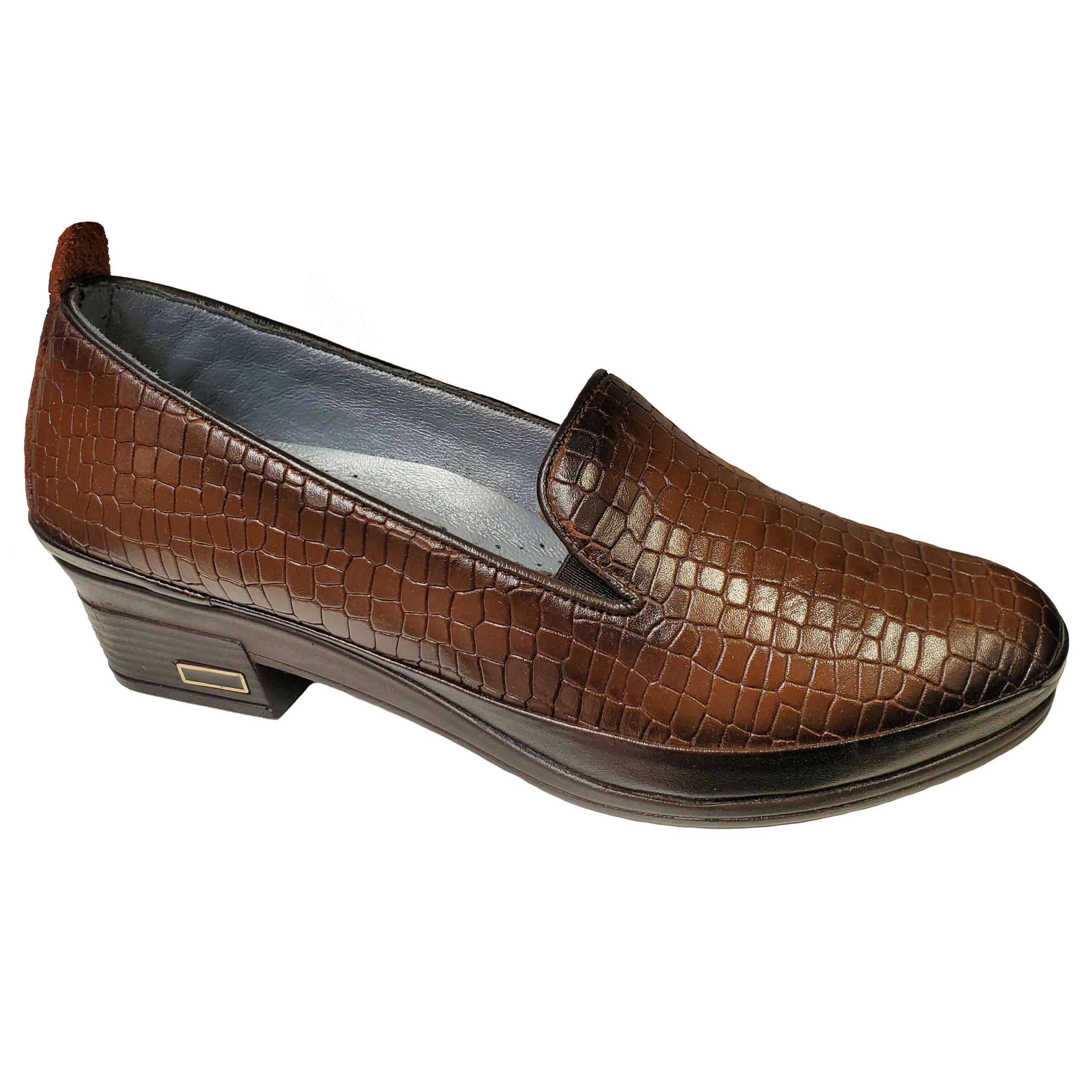 pantofi-cu-toc-masiv-de-dama-din-piele-naturala-maro-croco-intre-36-si-40 ULTIMA PERECHE Pantofi cu toc masiv de dama din piele naturala maro croco marimea 37 - imagine 1