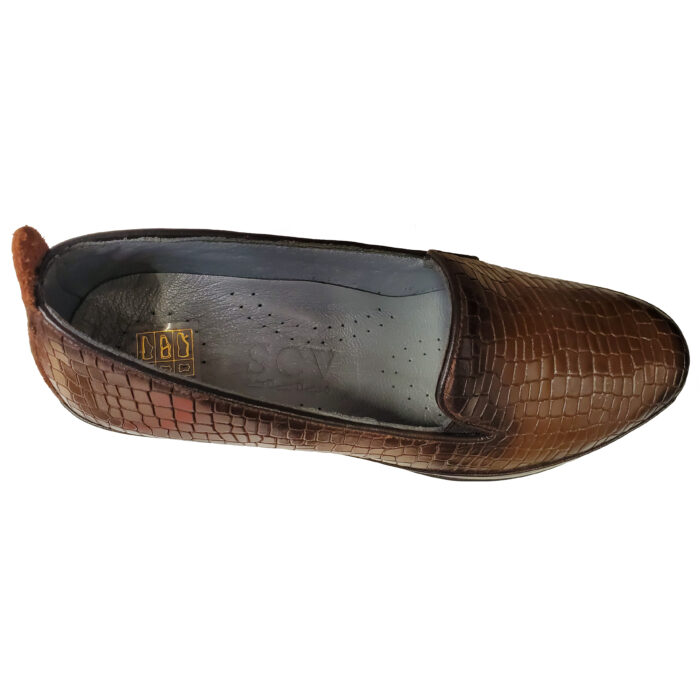 ULTIMA PERECHE Pantofi cu toc masiv de dama din piele naturala maro croco marimea 37 - imagine 4