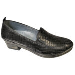 ULTIMA PERECHE Pantofi cu toc masiv de dama din piele naturala negru croco marimea 39