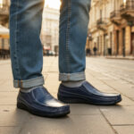 Pantofi/mocasini lati din piele naturala bleumarin intre 40 si 44