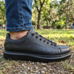 Pantofi barbatesti sport din piele naturala negri intre 40 si 45