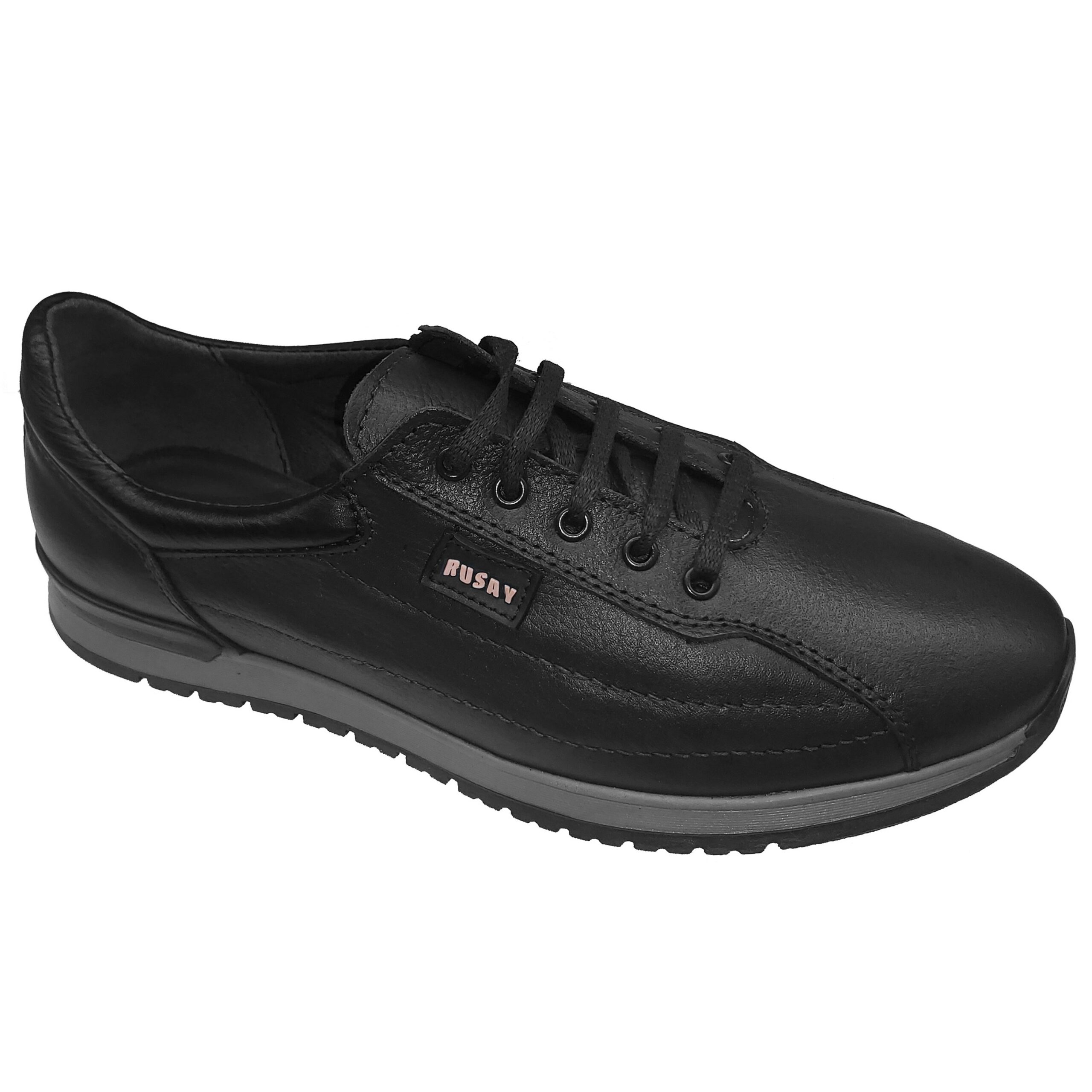 pantofi-sport-negri-cu-siret-din-piele-naturala-rusay-intre-40-si-45 ULTIMA PERECHE Pantofi sport negri cu siret din piele naturala Rusay marimea 41 - imagine 1