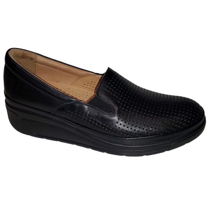 Pantofi de vara dama Bio Flex din piele naturala perforata negri intre 36 si 40 - imagine 2