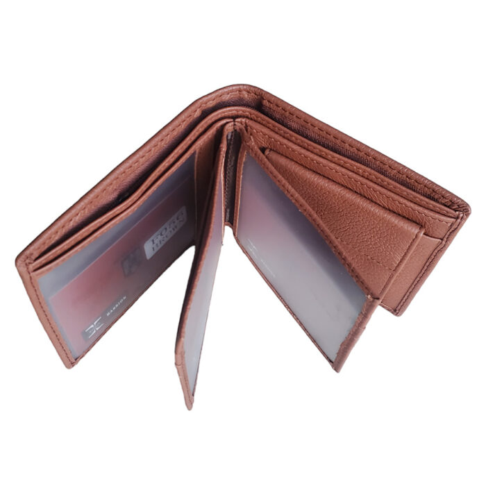 Portofel din piele naturala maro cognac - imagine 3