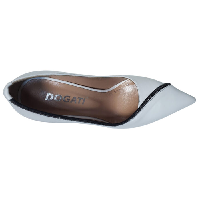 Pantofi dama eleganti albi cu toc cui din piele naturala Dogati intre 36 si 40 - imagine 6