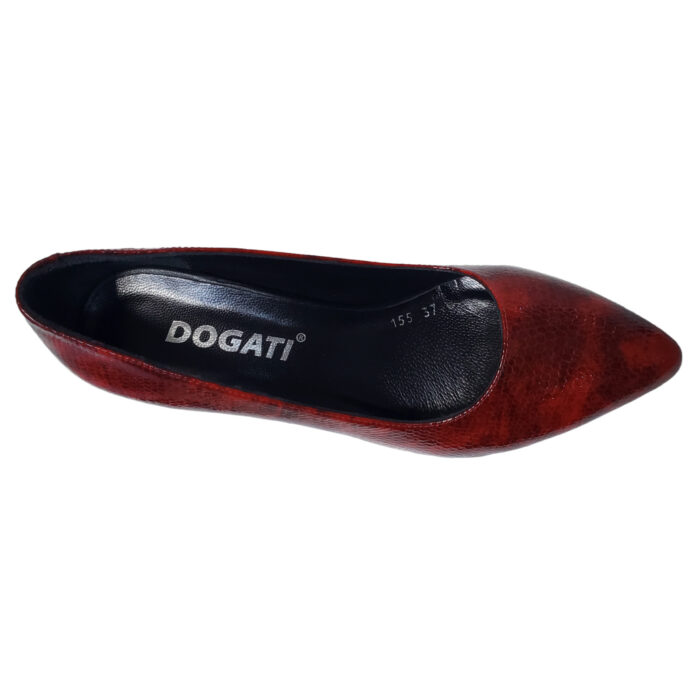 Pantofi dama eleganti Dogati din piele naturala croco rosii intre 36 si 40 - imagine 4