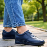 Pantofi dama usori din piele naturala bleumarin BIO FLEX Confort cu elastic intre 36 si 40