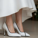 Pantofi dama eleganti albi cu toc cui din piele naturala Dogati intre 36 si 40