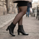 Botine dama elegante cu toc din piele naturala negre intre 35 si 40