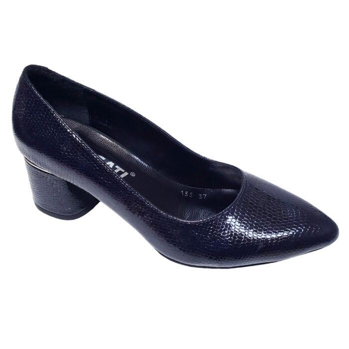 Pantofi dama eleganti Dogati din piele naturala croco bleumarin intre 36 si 40 - imagine 2
