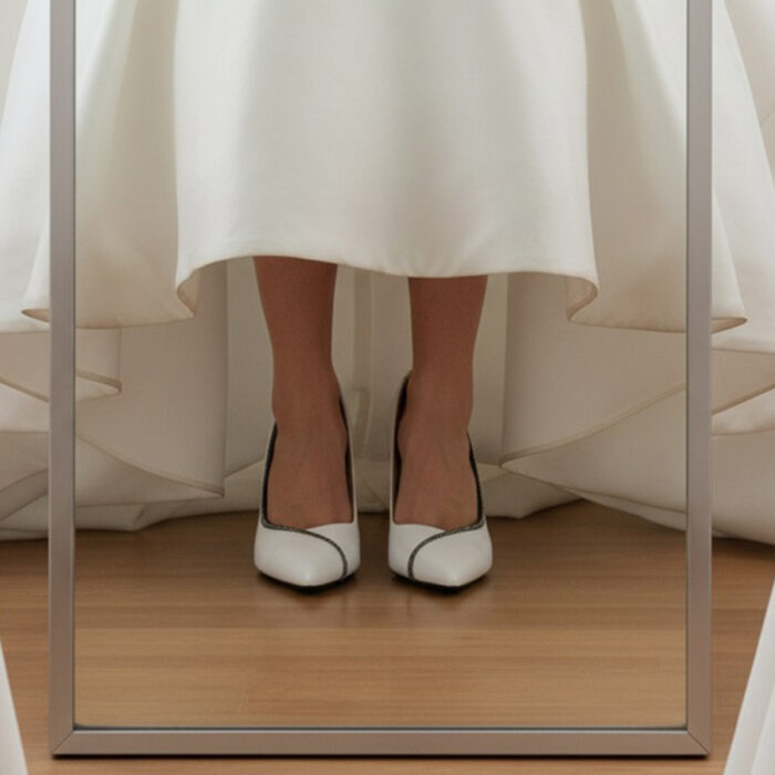 Pantofi dama eleganti albi cu toc cui din piele naturala Dogati intre 36 si 40 - imagine 3