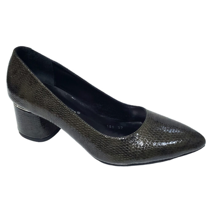 LICHIDARE Pantofi dama eleganti Dogati din piele naturala croco kaki intre 36 si 40 - imagine 2