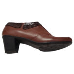 Botine dama scurte cu toc masiv din piele naturala maro intre 35 si 41 - imagine 4
