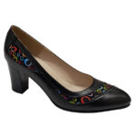 Pantofi dama eleganti negri cu toc patrat inalt din piele naturala intre 35 si 40 - imagine 2