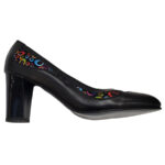 Pantofi dama eleganti negri cu toc patrat inalt din piele naturala intre 35 si 40 - imagine 4