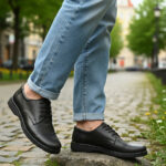 Pantofi lati si usori din piele naturala negri talpa EPA cusuta intre 39 si 44