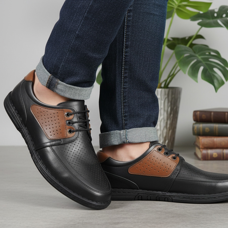 pantofi-barbati-usori-negri-cu-siret-din-piele-naturala-perforata-intre-40-si-44 Pantofi barbati usori negri cu siret din piele naturala perforata marimile 40 si 41 - imagine 1