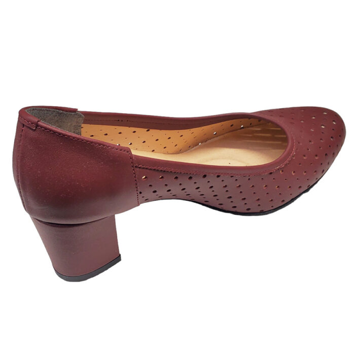 Pantofi cu toc aplicat de dama visinii din piele naturala decupata intre 36 si 40 - imagine 3