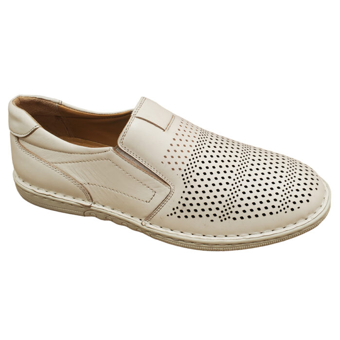 Pantofi barbati usori crem din piele naturala perforata intre 40 si 44 - imagine 2