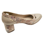 Pantofi dama bej eleganti inflorati cu toc patrat din piele naturala intre 35 si 40 - imagine 3