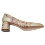 Pantofi dama bej eleganti inflorati cu toc patrat din piele naturala intre 35 si 40 - imagine 4