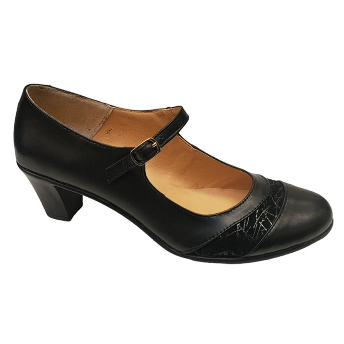 Pantofi dama negri cu toc conic din piele naturala intre 35 si 40 - imagine 2