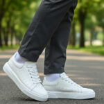 Pantofi barbatesti sport din piele naturala albi intre 38 si 45