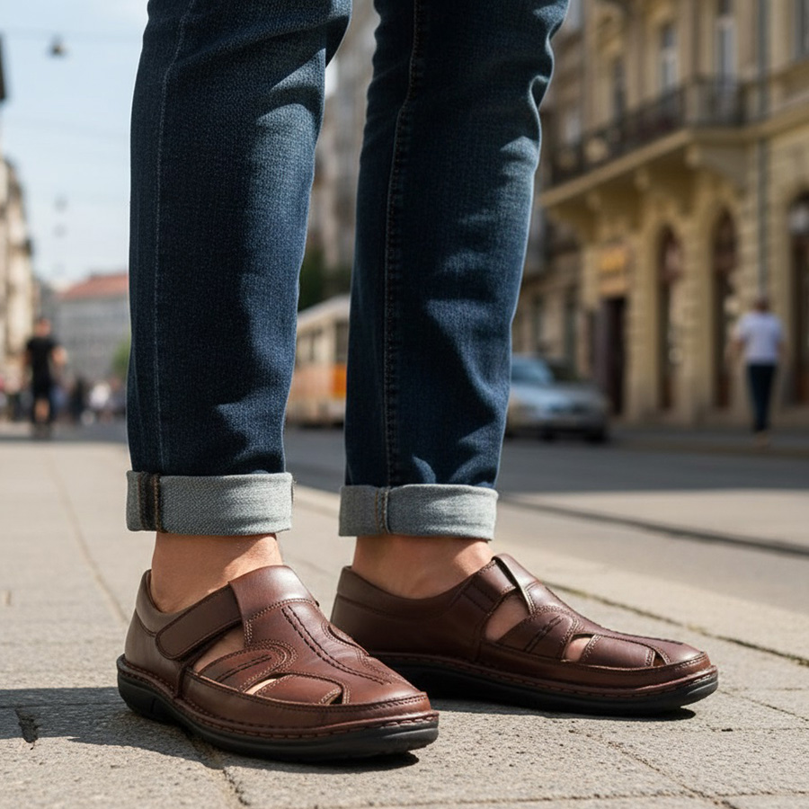 pantofi-sandale-de-vara-lati-din-piele-naturala-maro-marimi-intre-40-si-44 Pantofi/sandale de vara lati din piele naturala maro marimi intre 40 si 44 - imagine 1