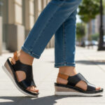 Sandale dama cu platforma negre din piele naturala intre 36 si 40