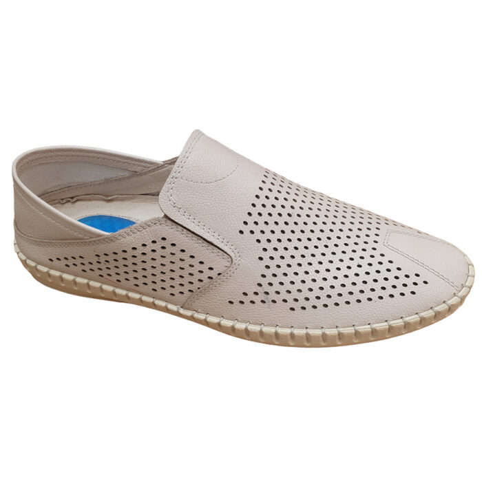 Pantofi din piele naturala perforata crem marimi intre 40 si 44 - imagine 2