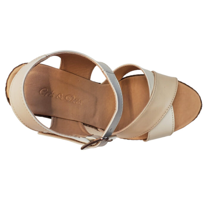 Sandale dama cu platforma crem din piele naturala intre 34 si 41 - imagine 5