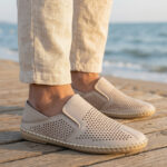 Pantofi din piele naturala perforata crem marimi intre 40 si 44