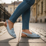 Sandale dama bleu cu talpa subtire din piele naturala intre 36 si 40