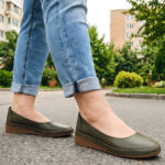 Pantofi dama ortopedici din piele naturala kaki Zerya intre 35 si 40