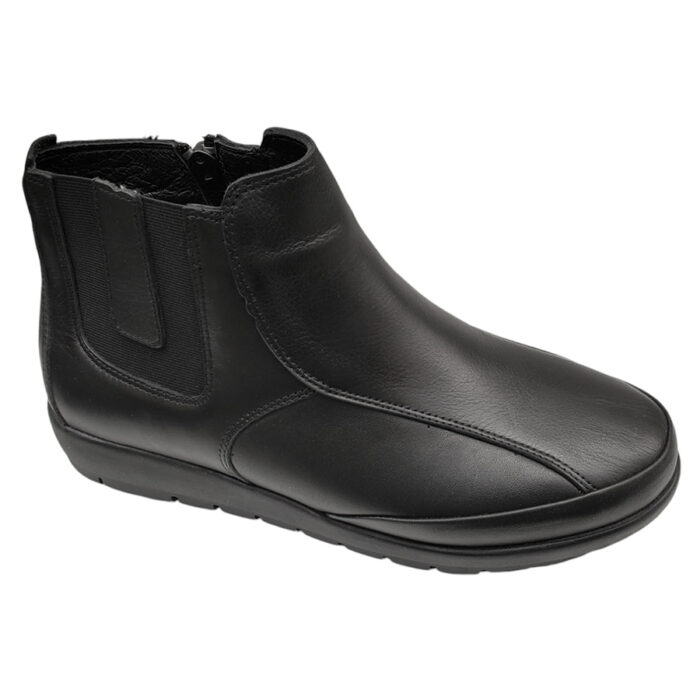 Ghete dama late cu fermoar si elastic din piele naturala negre intre 36 si 40 - imagine 2