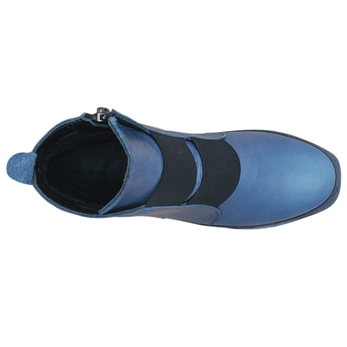 Ghete dama albastre din piele naturala cu elastic si fermoar intre 36 si 41 - imagine 5