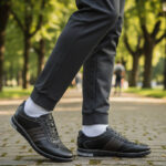Pantofi sport barbatesti din piele naturala negri marimi intre 39 si 44