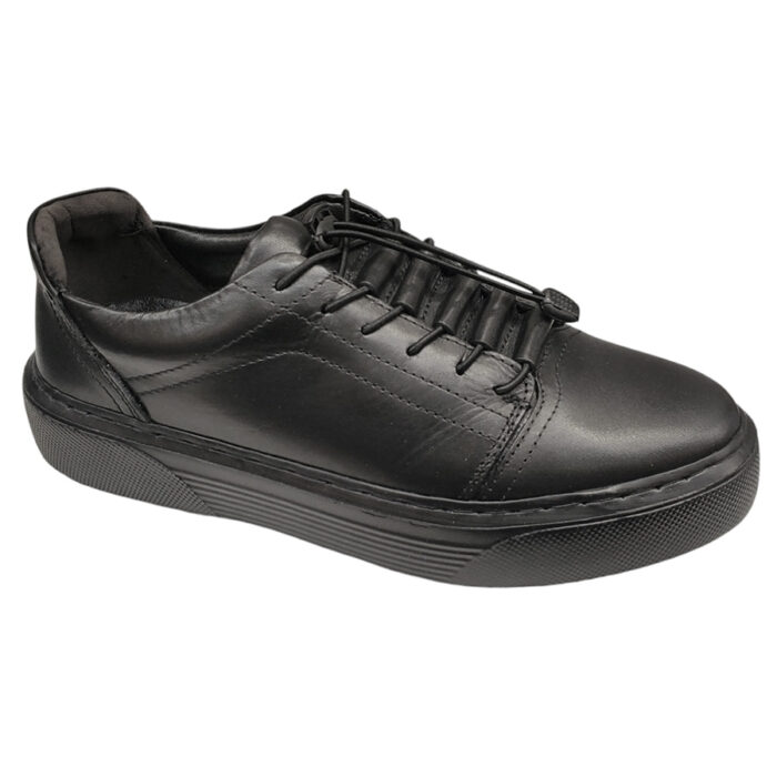 Pantofi sport barbatesti cu siret elastic din piele naturala negri intre 40 si 45 - imagine 2