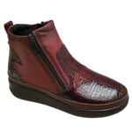 Ghete usoare dama ortopedice din piele naturala croco bordo cu doua fermoare intre 35 si 40 - imagine 2
