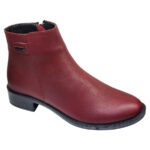 ULTIMA PERECHE Botine dama scurte elegante Dogati din piele naturala bordo imblanite marimea 38