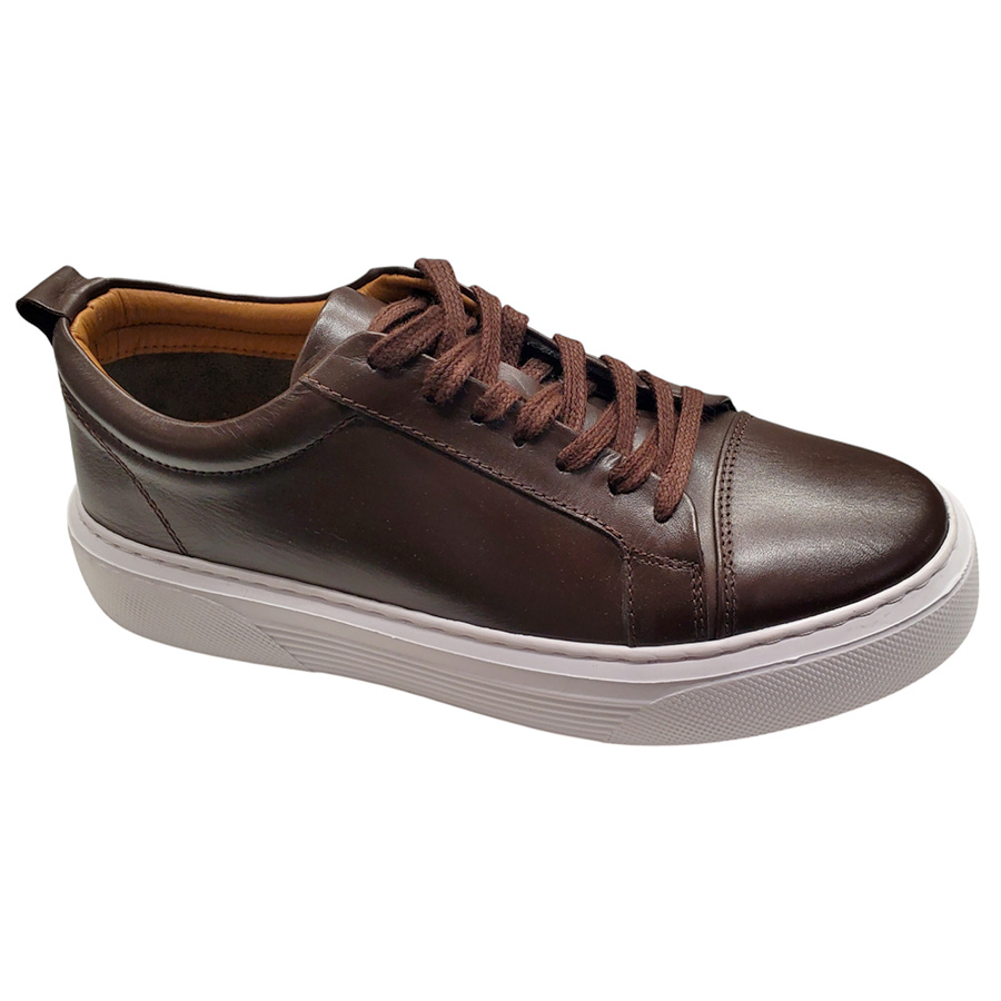 pantofi-sport-barbatesti-cu-siret-elastic-din-piele-naturala-maro-intre-40-si-45 ULTIMA PERECHE Pantofi sport barbatesti cu siret din piele naturala maro marimea 41 - imagine 1
