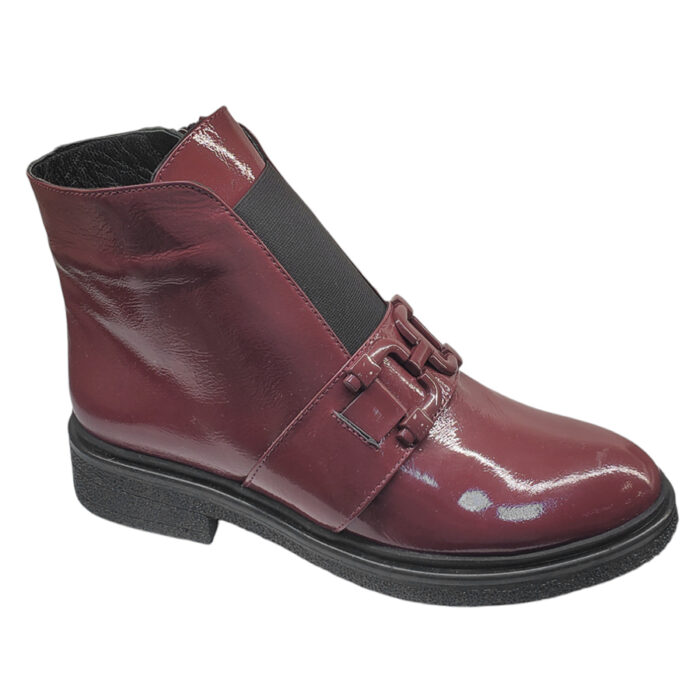 Ghete dama Dogati bordo lacuite din piele naturala cu fermoar si elastic intre 36 si 40 - imagine 2