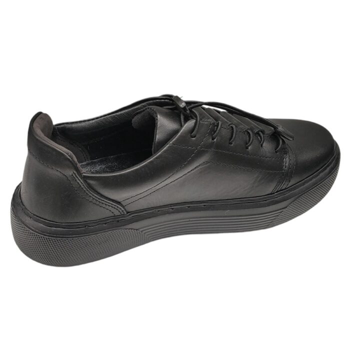Pantofi sport barbatesti cu siret elastic din piele naturala negri intre 40 si 45 - imagine 3