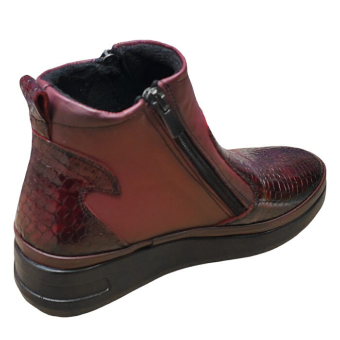 Ghete usoare dama ortopedice din piele naturala croco bordo cu doua fermoare intre 35 si 40 - imagine 3