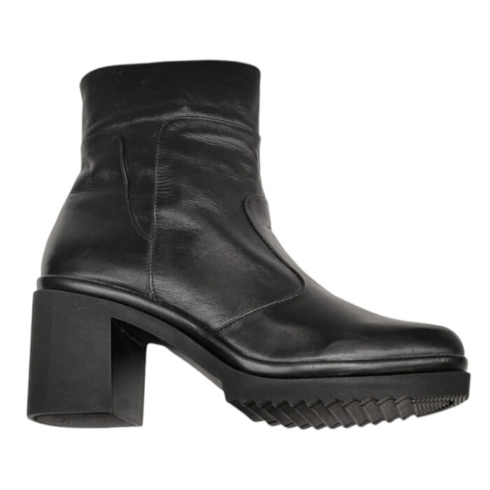 Botine elegante dama din piele naturala negre vatuite cu toc masiv intre 36 si 40 - imagine 3