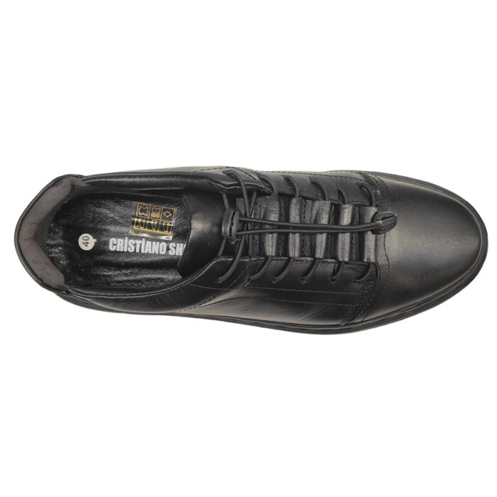 Pantofi sport barbatesti cu siret elastic din piele naturala negri intre 40 si 45 - imagine 5